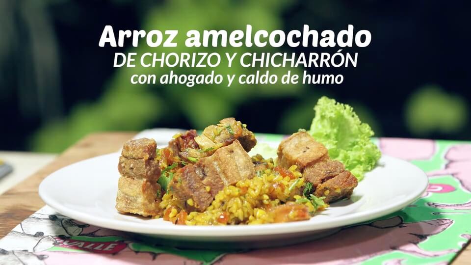 Arroz amelcochado de chorizo y chicharrón - Recetas Cervalle